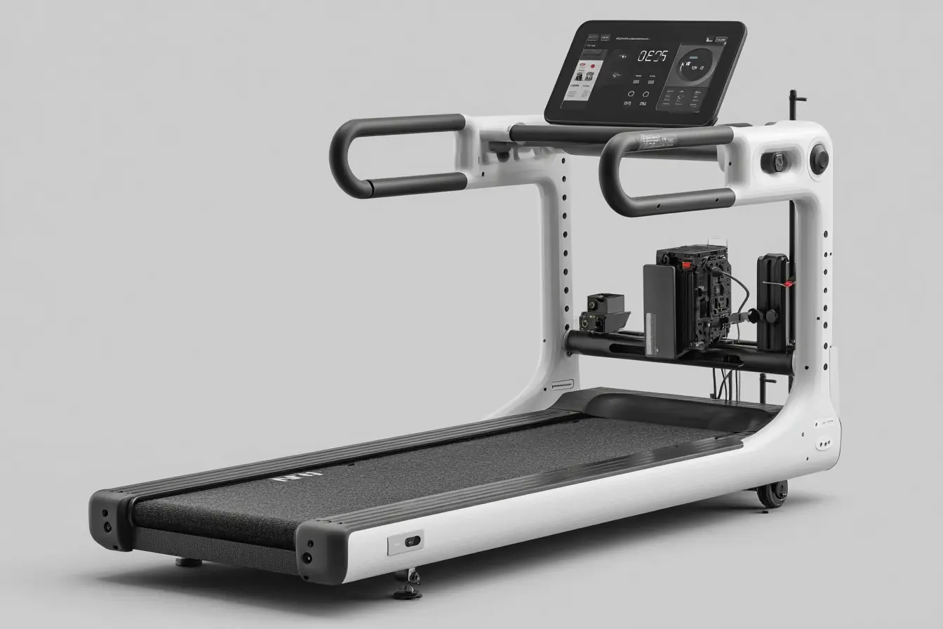 High-tech smart treadmill with integrated digital display and sleek design